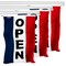 Open Vertical Sign Flag 3x5 Ft 3-Pack Printed 150D Polyester By G128